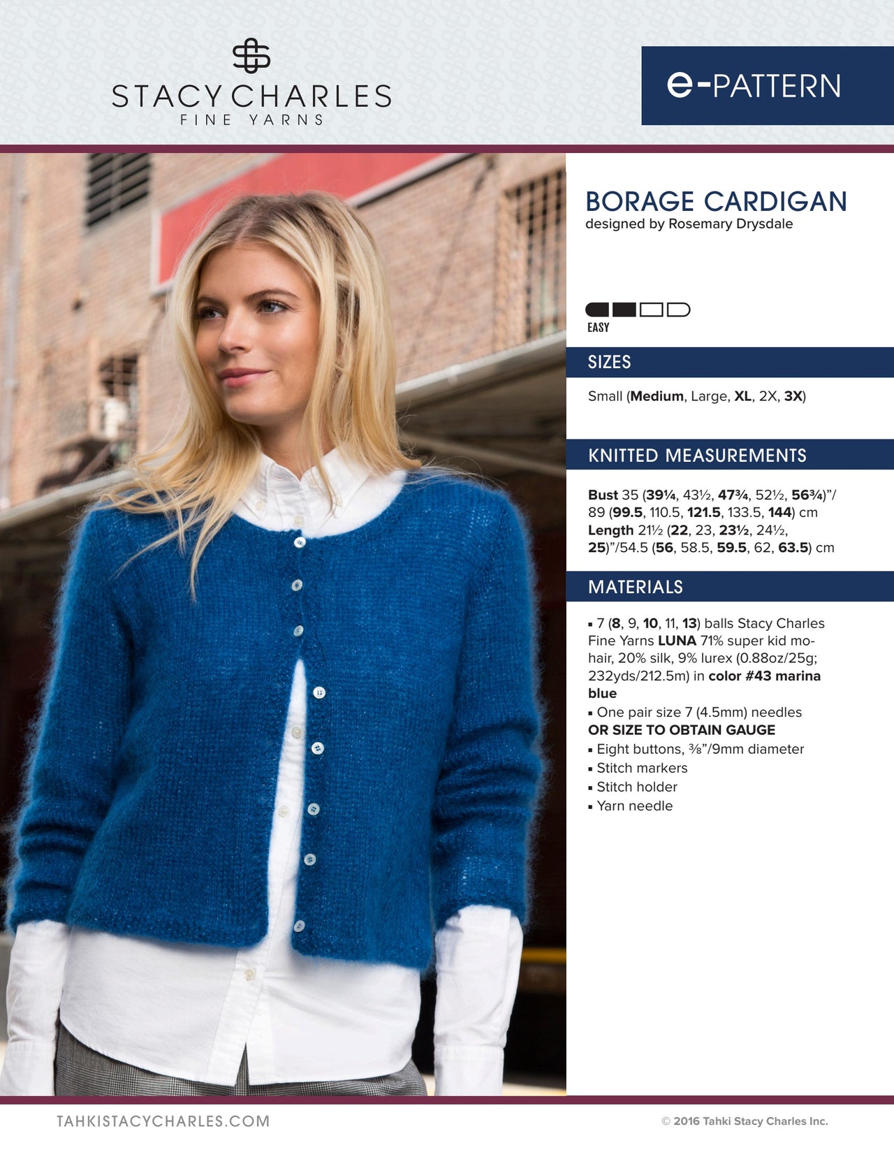 Stacy Charles Fine Yarns Borage Cardigan Knitting Pattern