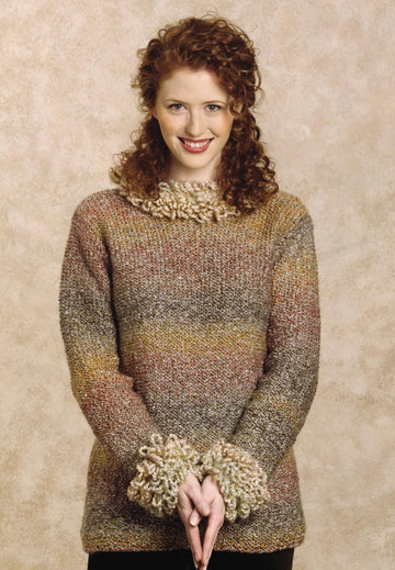Knit Fringed Elegance Pullover in Lion Brand Homespun - 20002 PDF