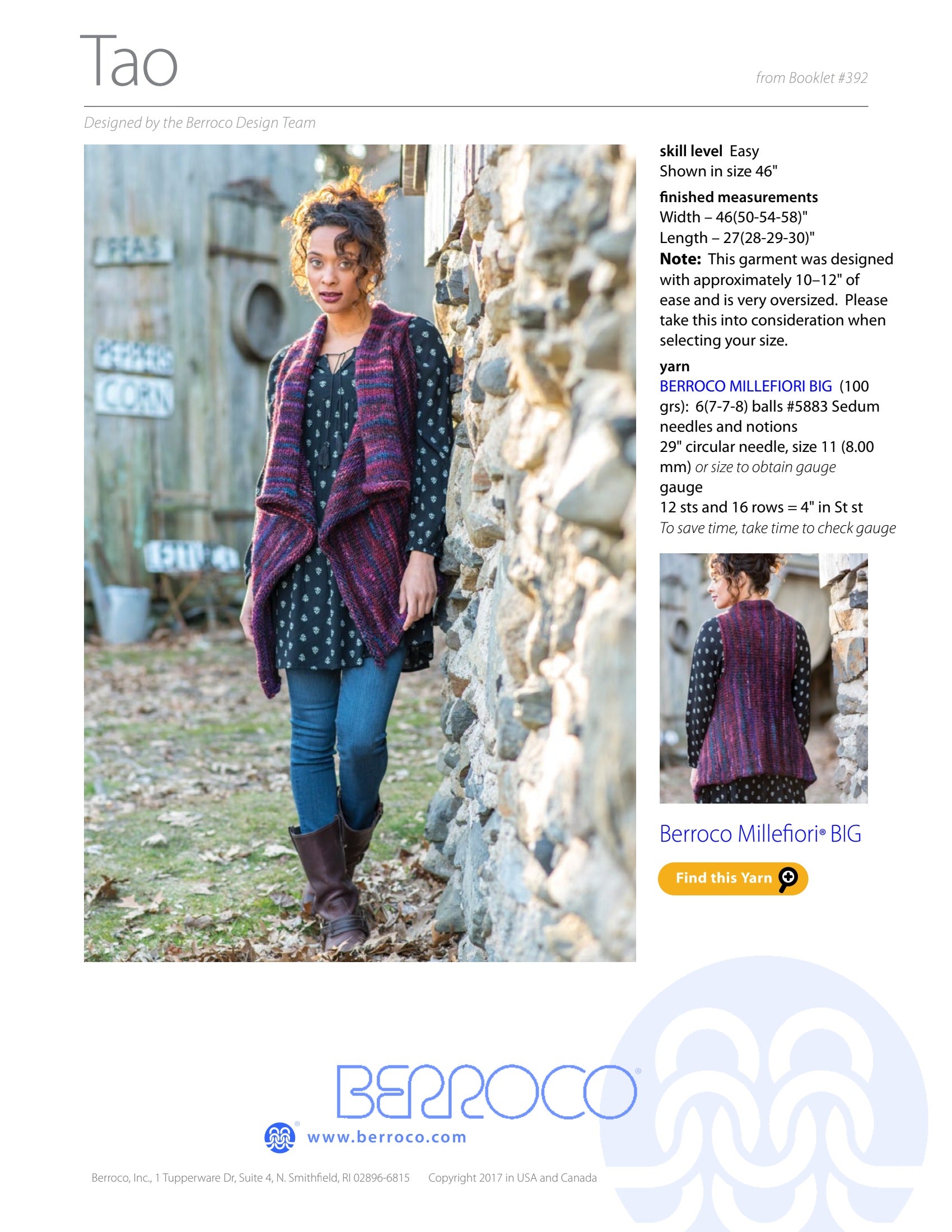 Berroco Tao Vest Knitting Pattern