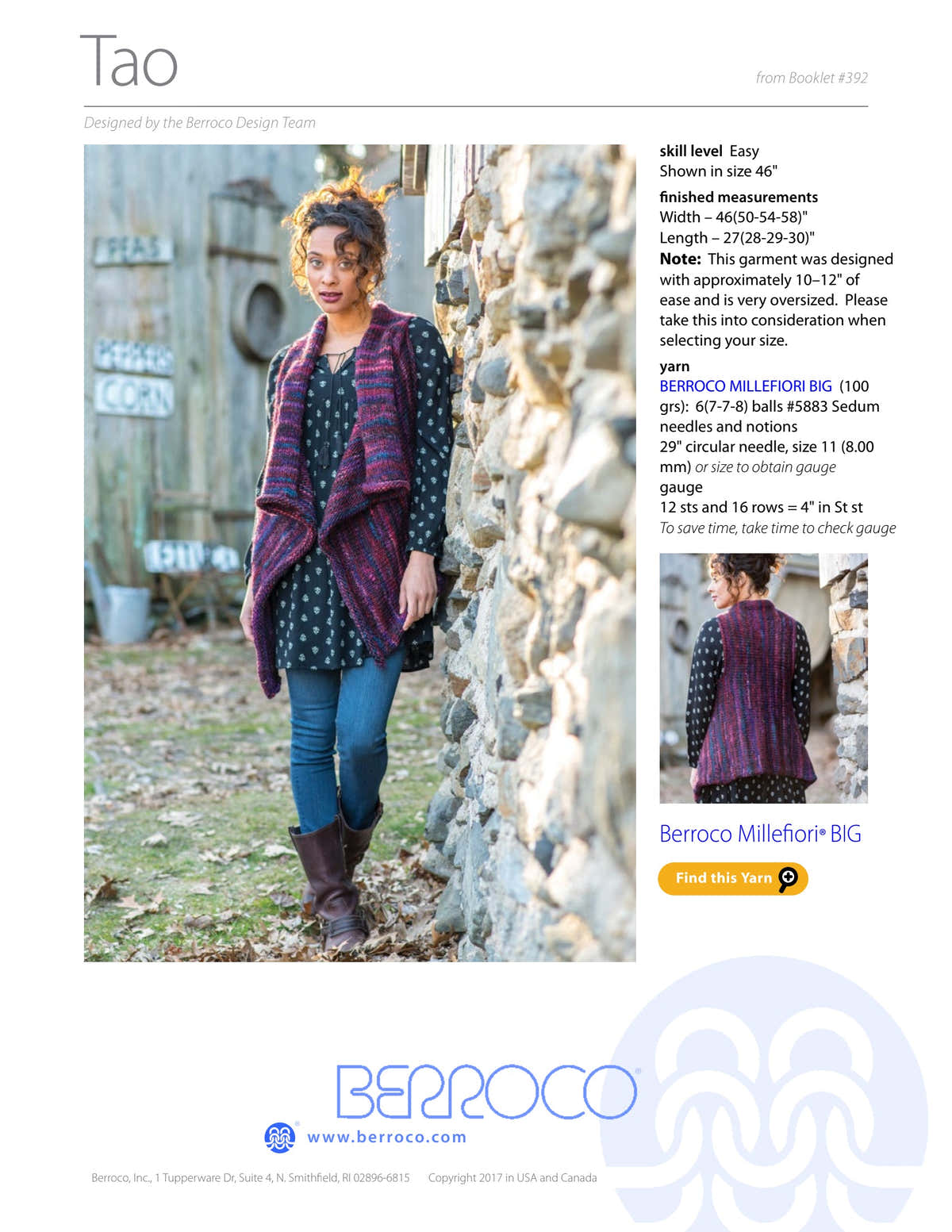 Berroco Tao Vest Knitting Pattern
