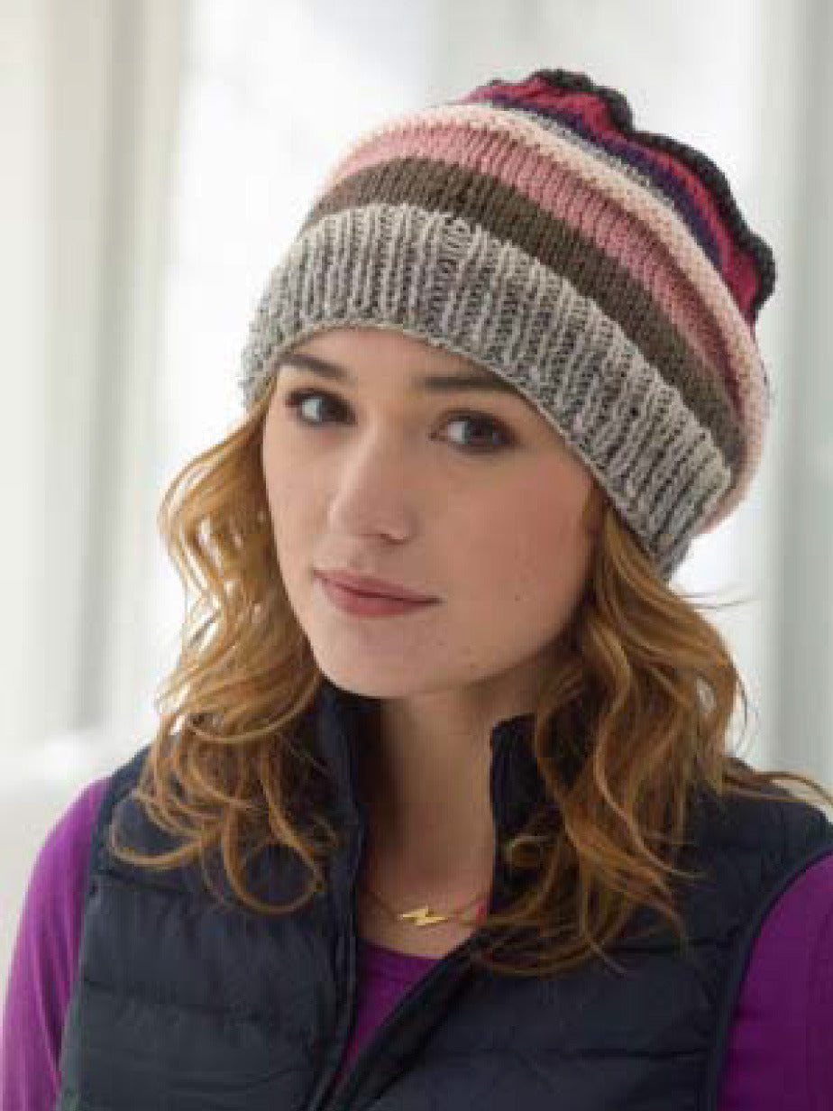 Textured Stripes Hat in Lion Brand Vanna's Choice PDF