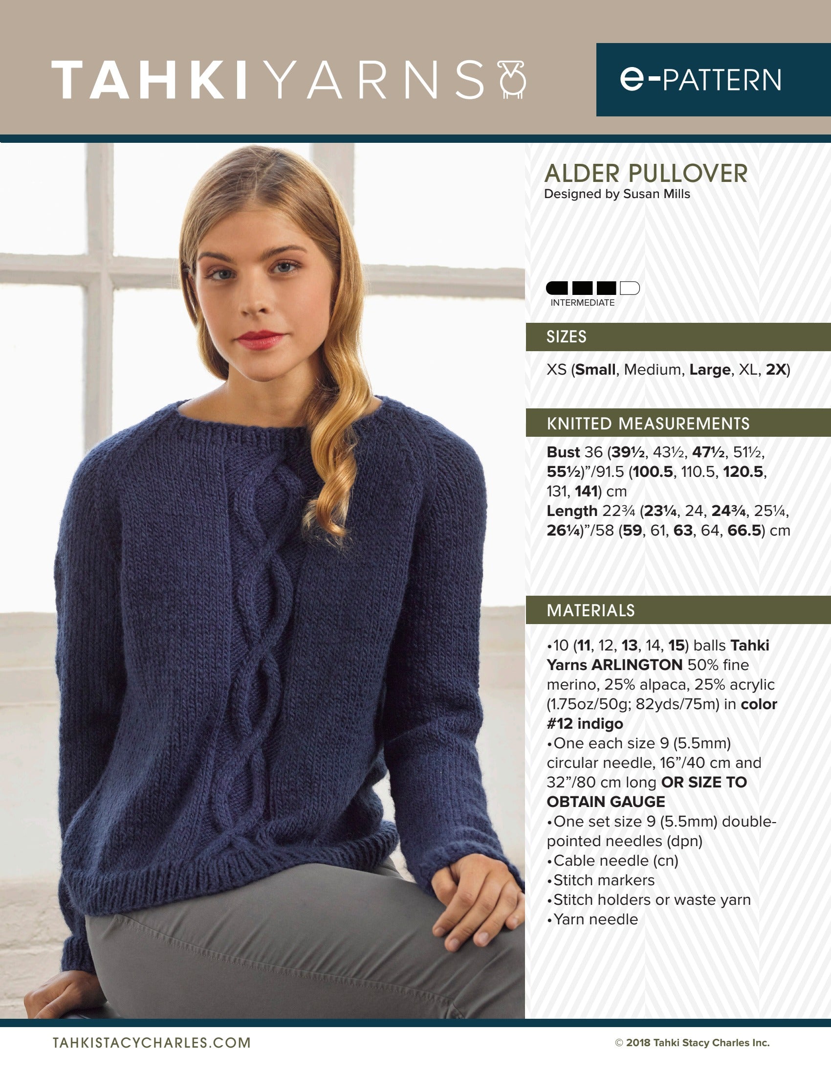 Tahki Yarns Alder Pullover Knitting Pattern