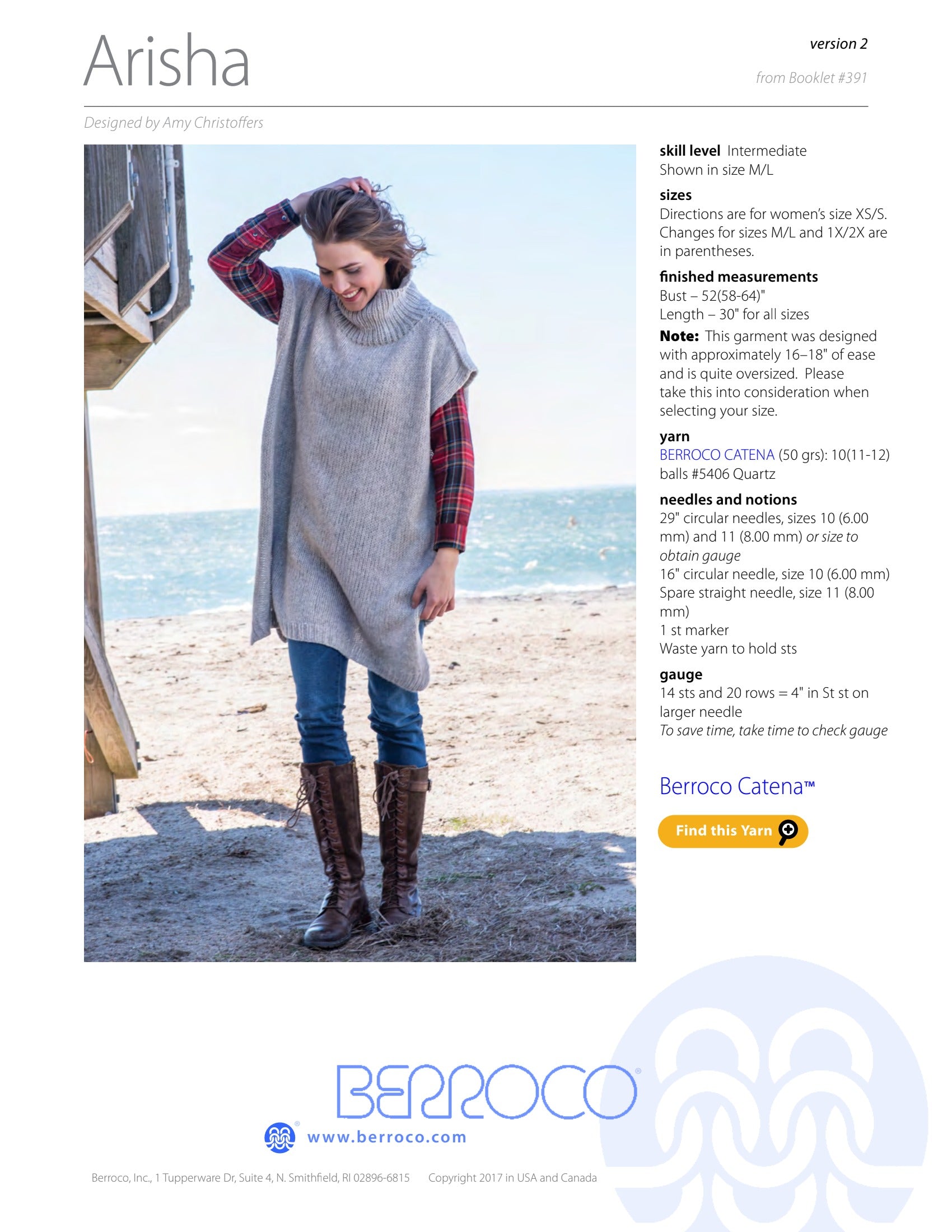 Berroco Arisha Cape Knitting Pattern