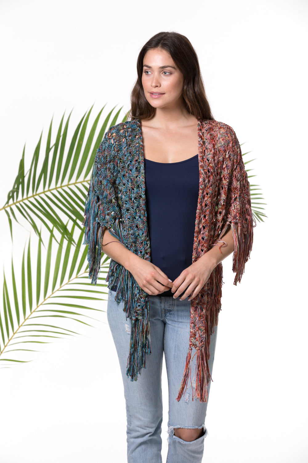 Tahki Yarns Fire Island Fringed Shawl/Bandana Knitting
