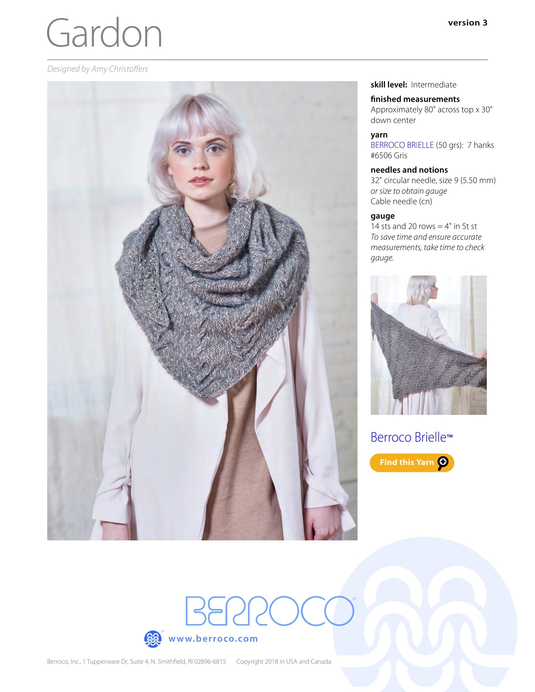 Berroco Gardon Wrap Knitting Pattern