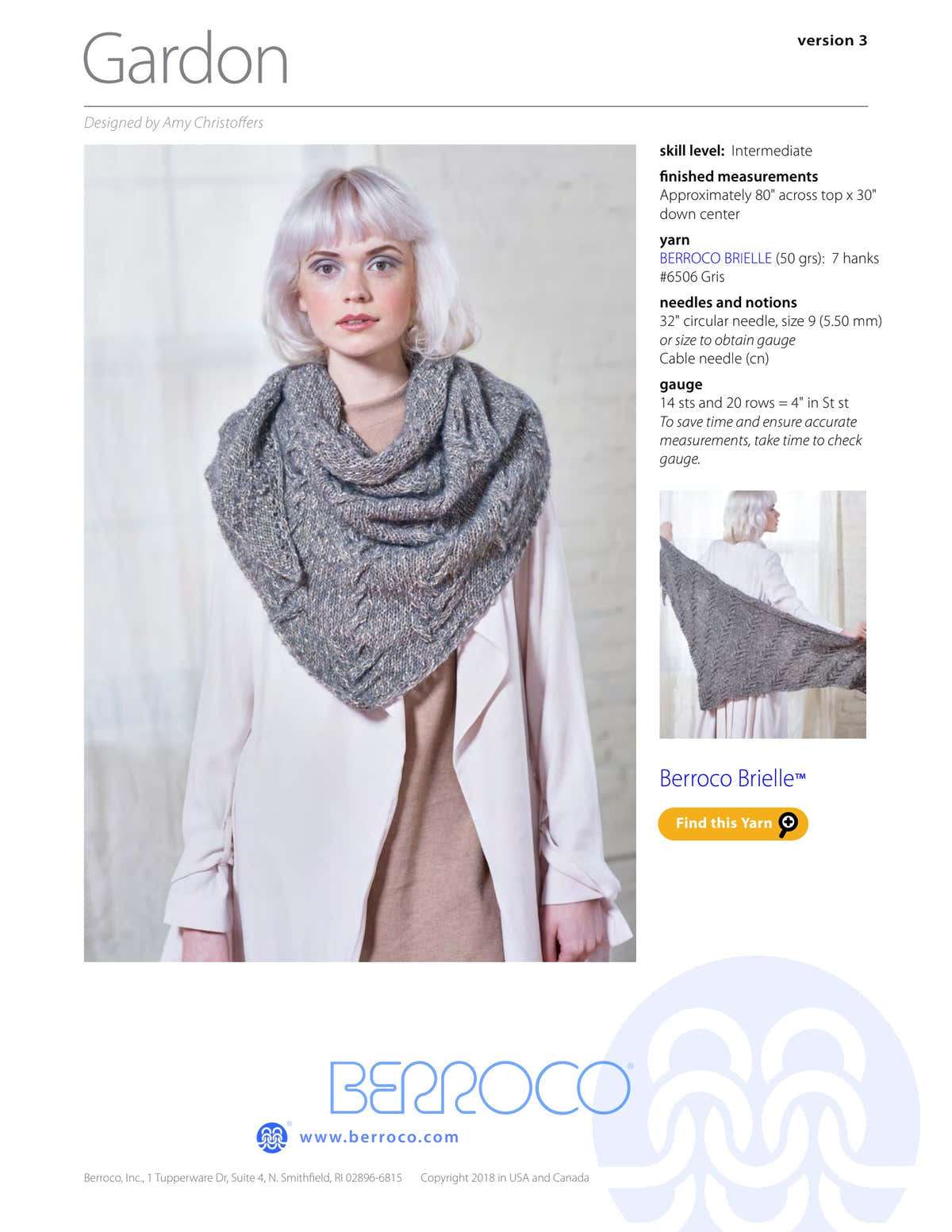 Berroco Gardon Wrap Knitting Pattern