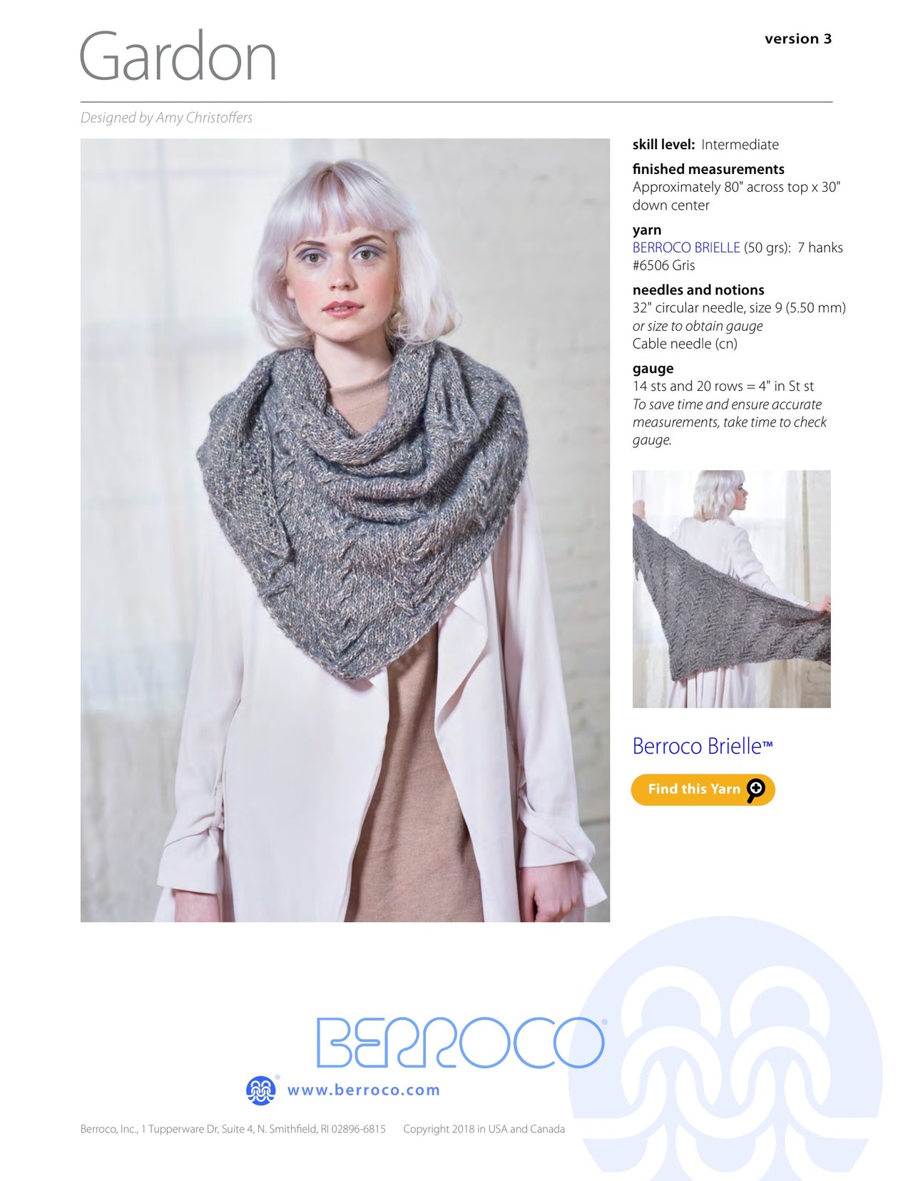 Berroco Gardon Wrap Knitting Pattern