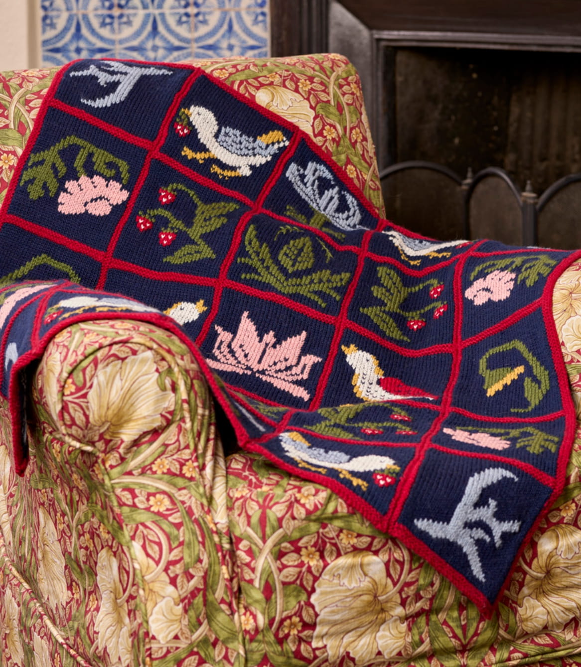 Strawberry Thief Blanket Designed by Debbie Bliss & ChloÃ© Elizabeth Birch in Morris DK