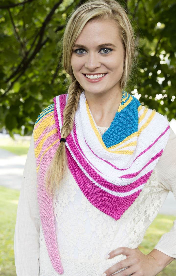 Diagonal Striped Scarf in Plymouth Yarn Cleo - F668 - PDF
