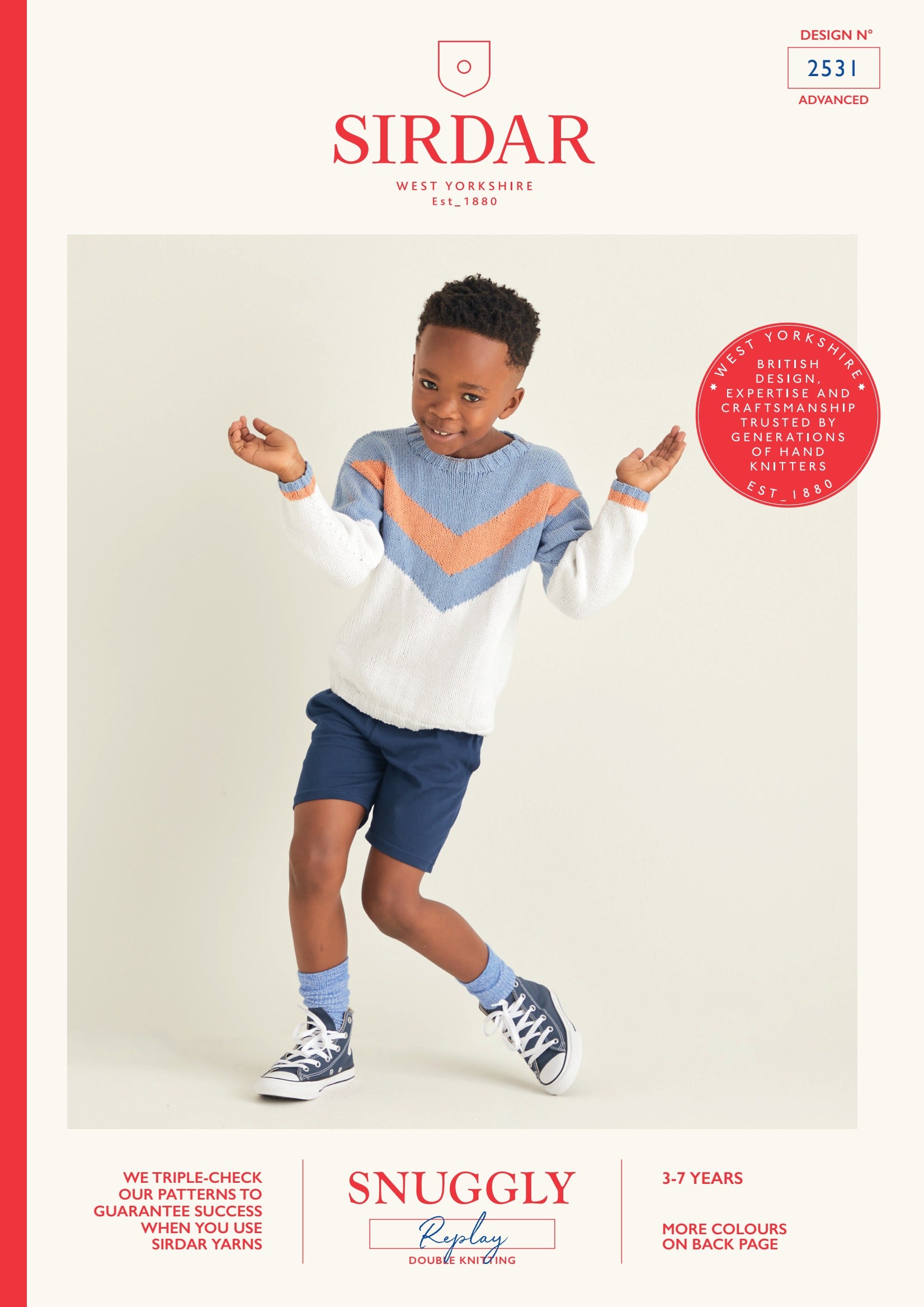 Sirdar Chevron Striped Pullover Jumper Knitting Pattern