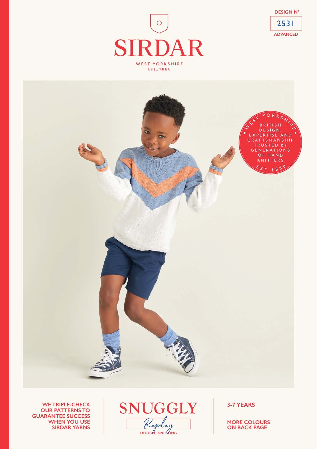 Sirdar Chevron Striped Pullover Jumper Knitting Pattern