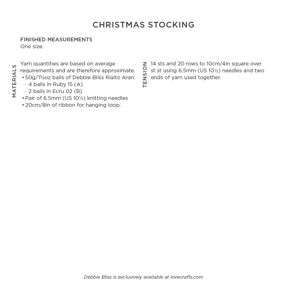 Debbie Bliss Christmas Stocking Knitting Pattern