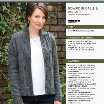 Tahki Yarns Bowrider Cable Rib Jacket Knitting Pattern