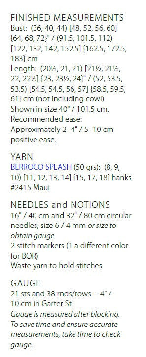 Berroco Comillas Top Knitting Pattern
