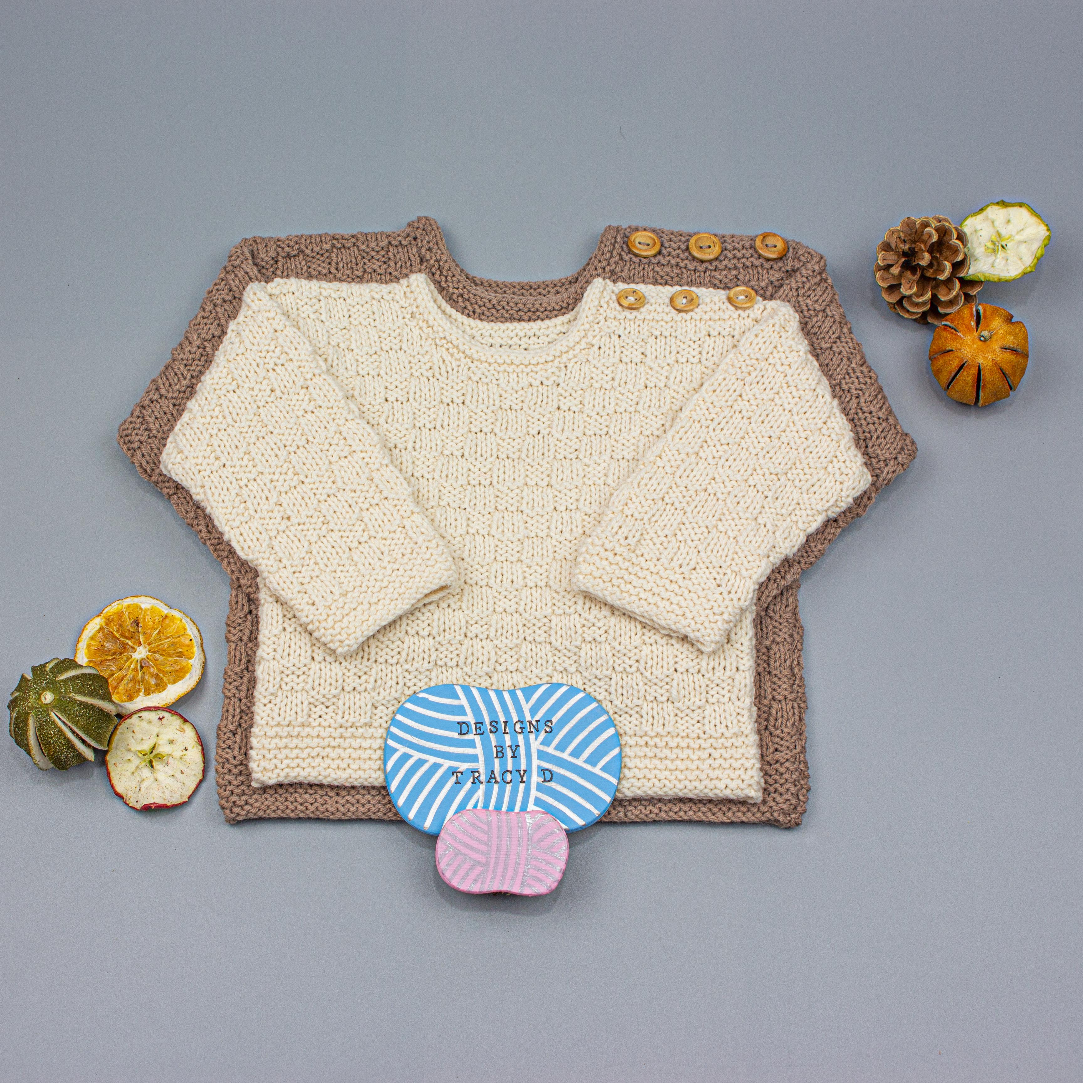 Parker baby jumper knitting pattern 18" and 20" chest