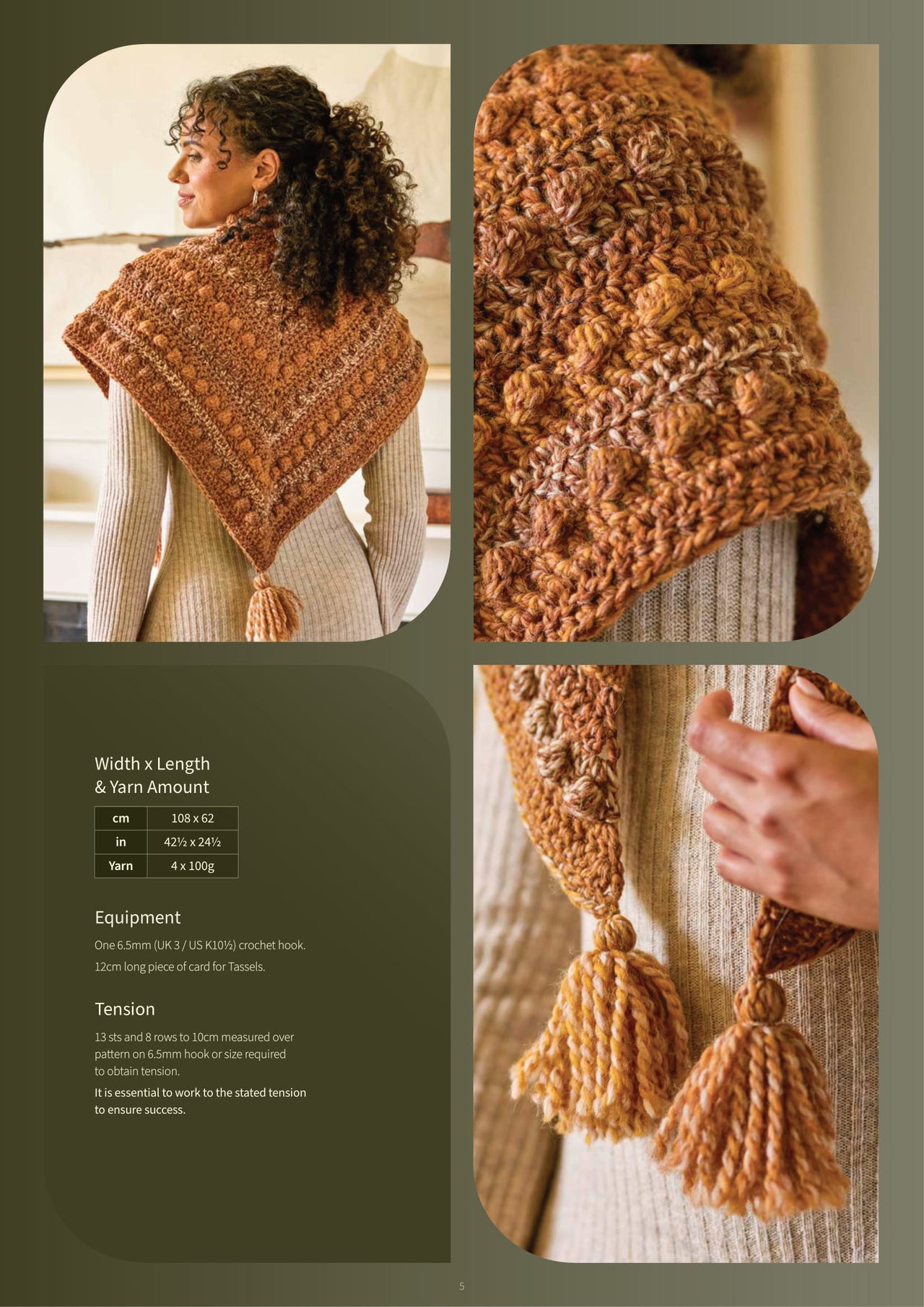 Cielo Crochet Bobble Shawl by Cassie Ward in Retreat Twist Chunky