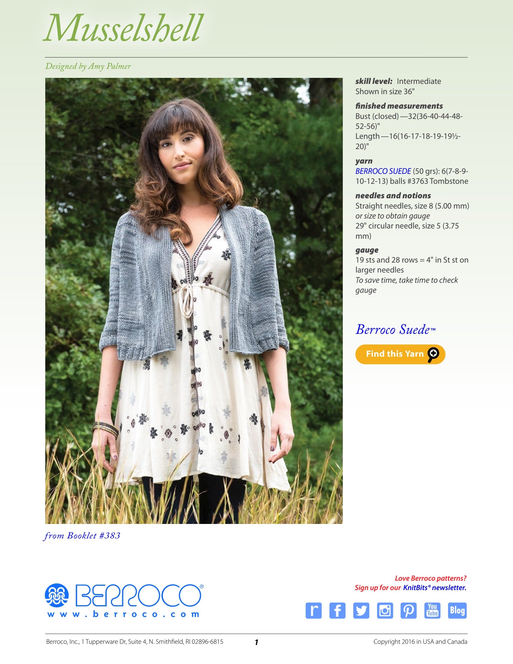 Berroco Musselshell Cardigan Knitting Pattern