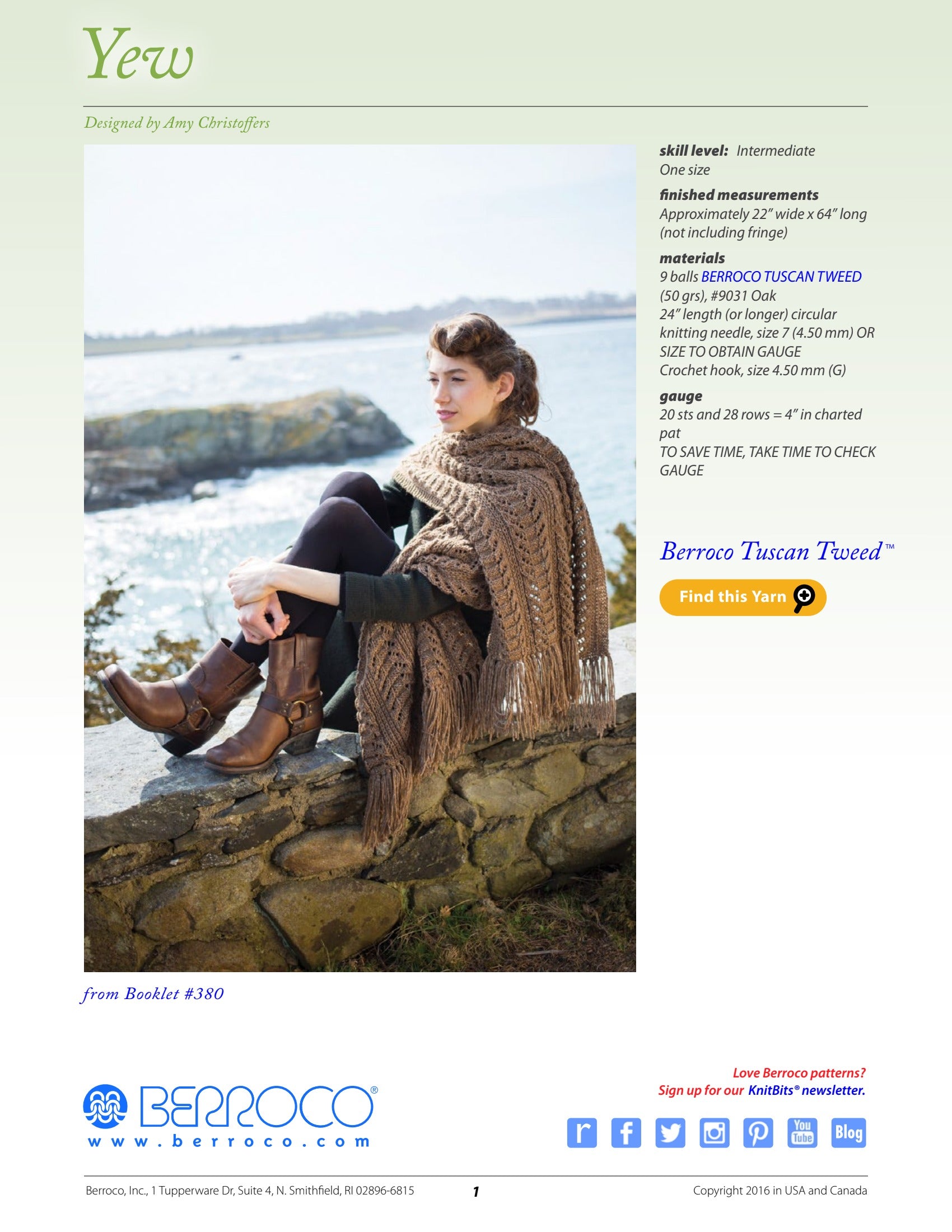 Berroco Yew Wrap Knitting Pattern