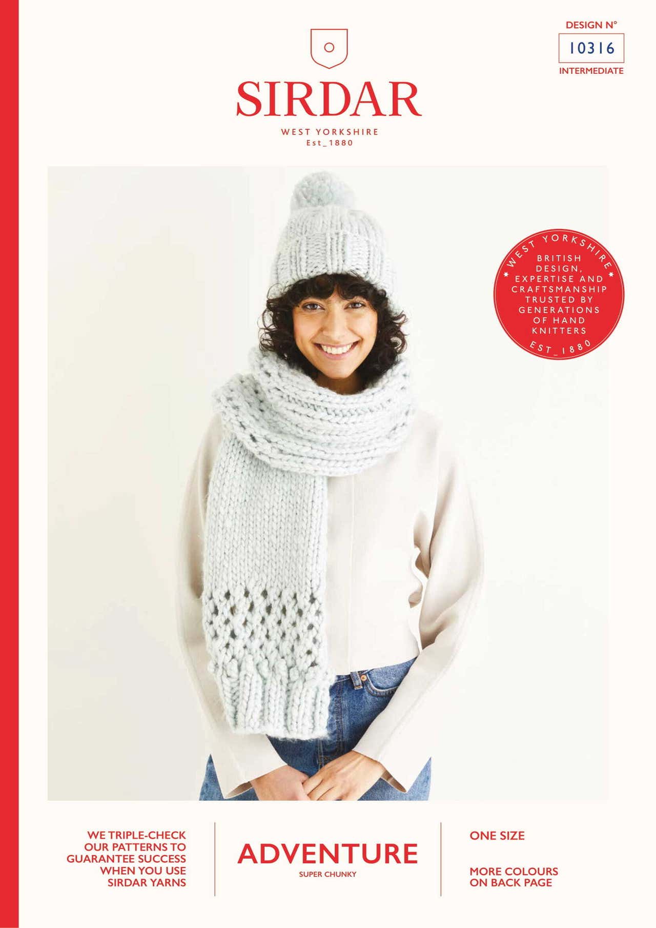 Sirdar Lace and Bobbles Hat & Scarf Knitting Pattern