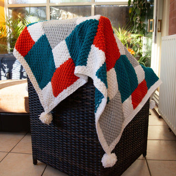 Deramores Bright Geometric Blanket Knitting Pattern