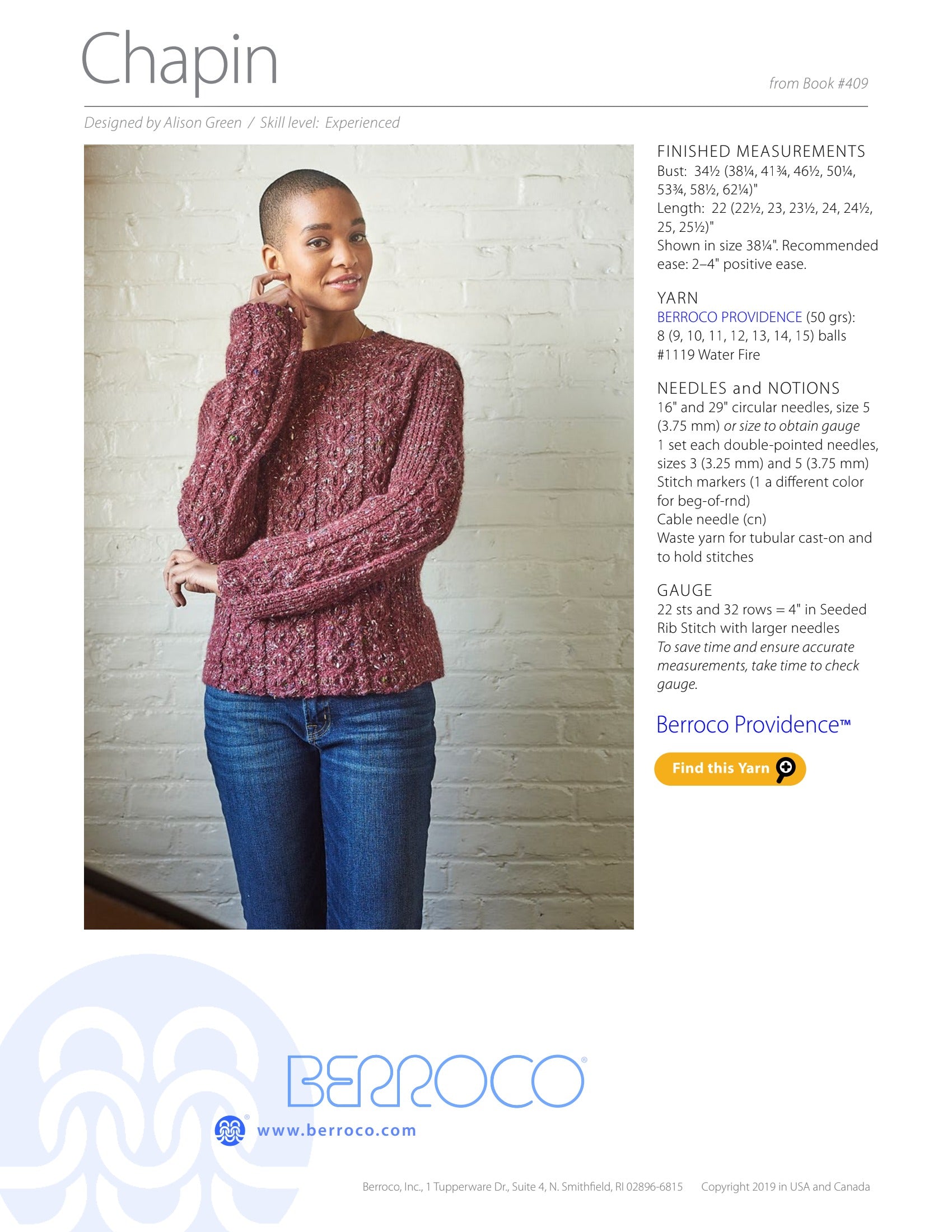 Berroco Chapin Jumper Knitting Pattern
