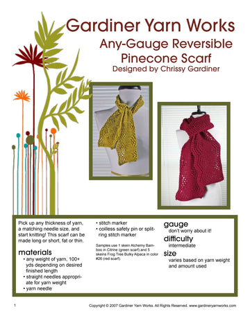 Gardiner Yarn Works Any-Gauge Reversible Pinecone Scarf