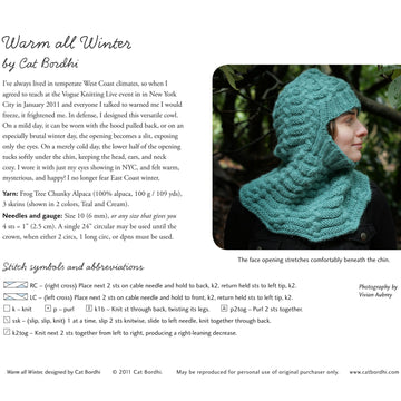 Cat Bordhi Warm All Winter Hat Knitting Pattern