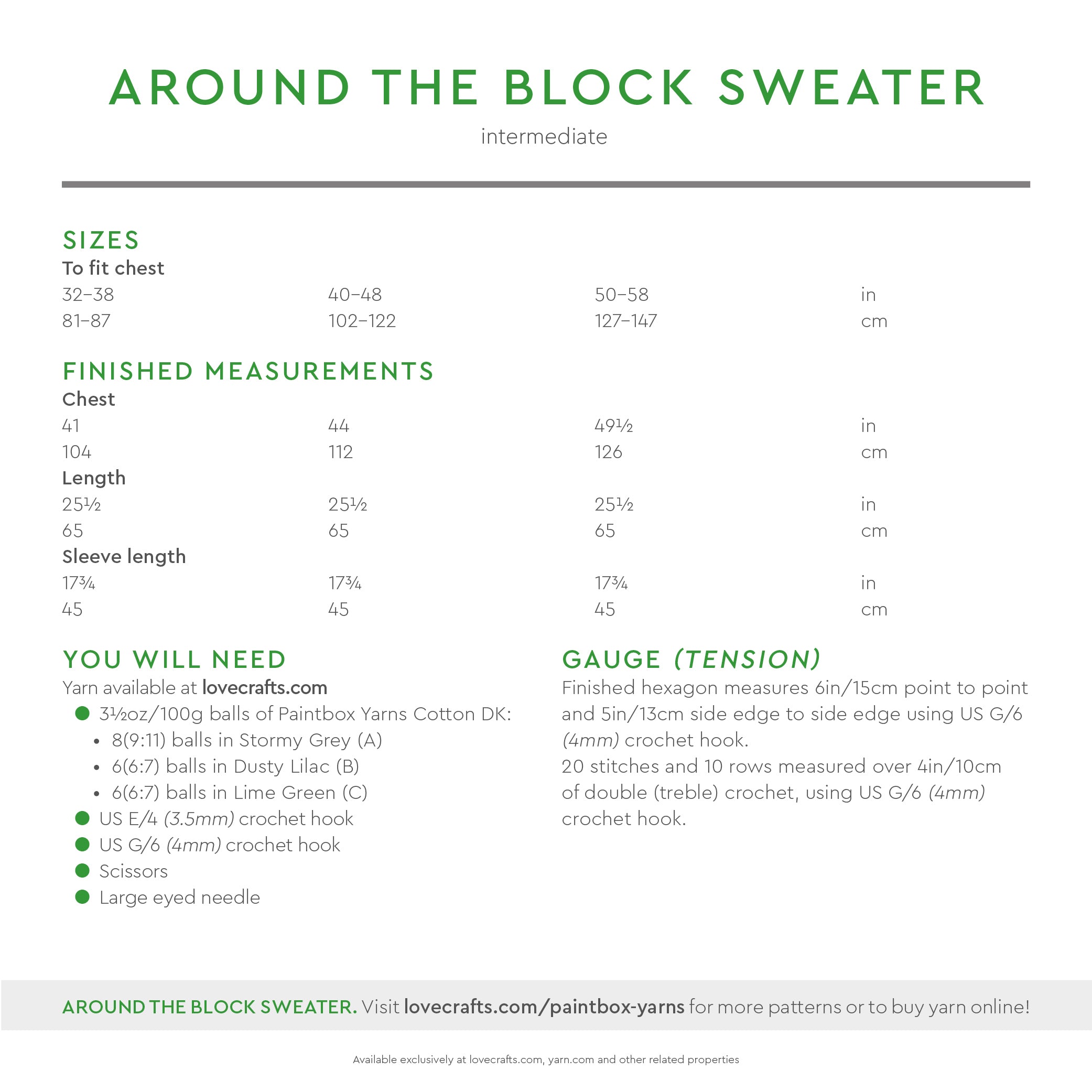 Paintbox Yarns Around the Block Sweater Crochet Pattern