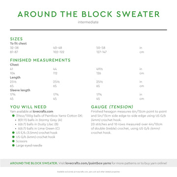 Paintbox Yarns Around the Block Sweater Crochet Pattern