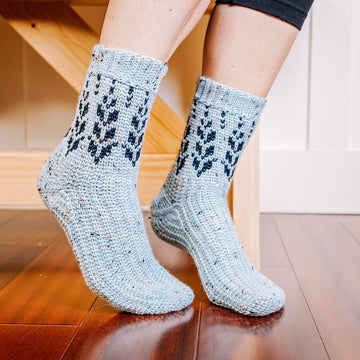 Vine Colorwork Crochet Socks