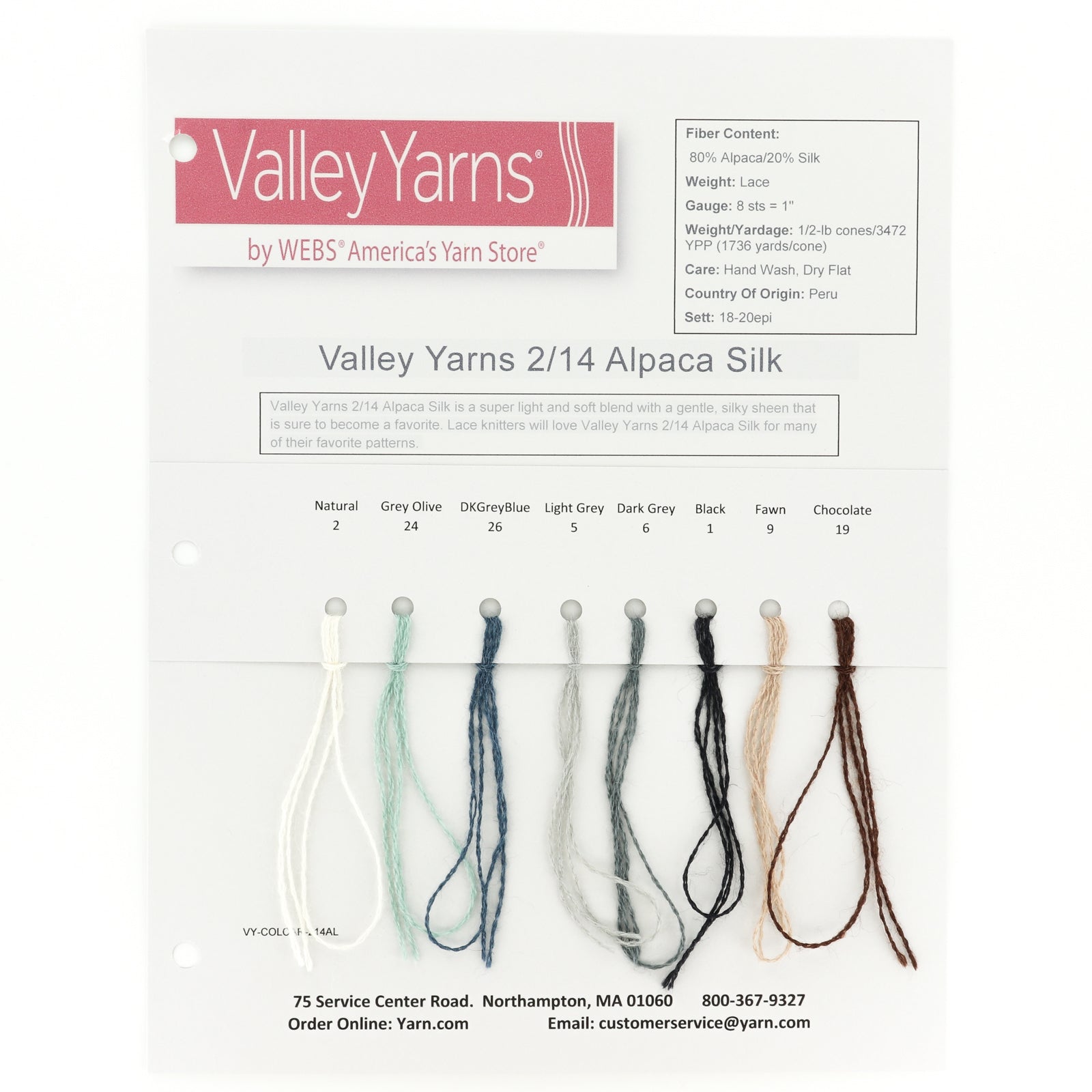 Valley Yarns 2/14 Alpaca Silk Yarn - Alpaca Lace