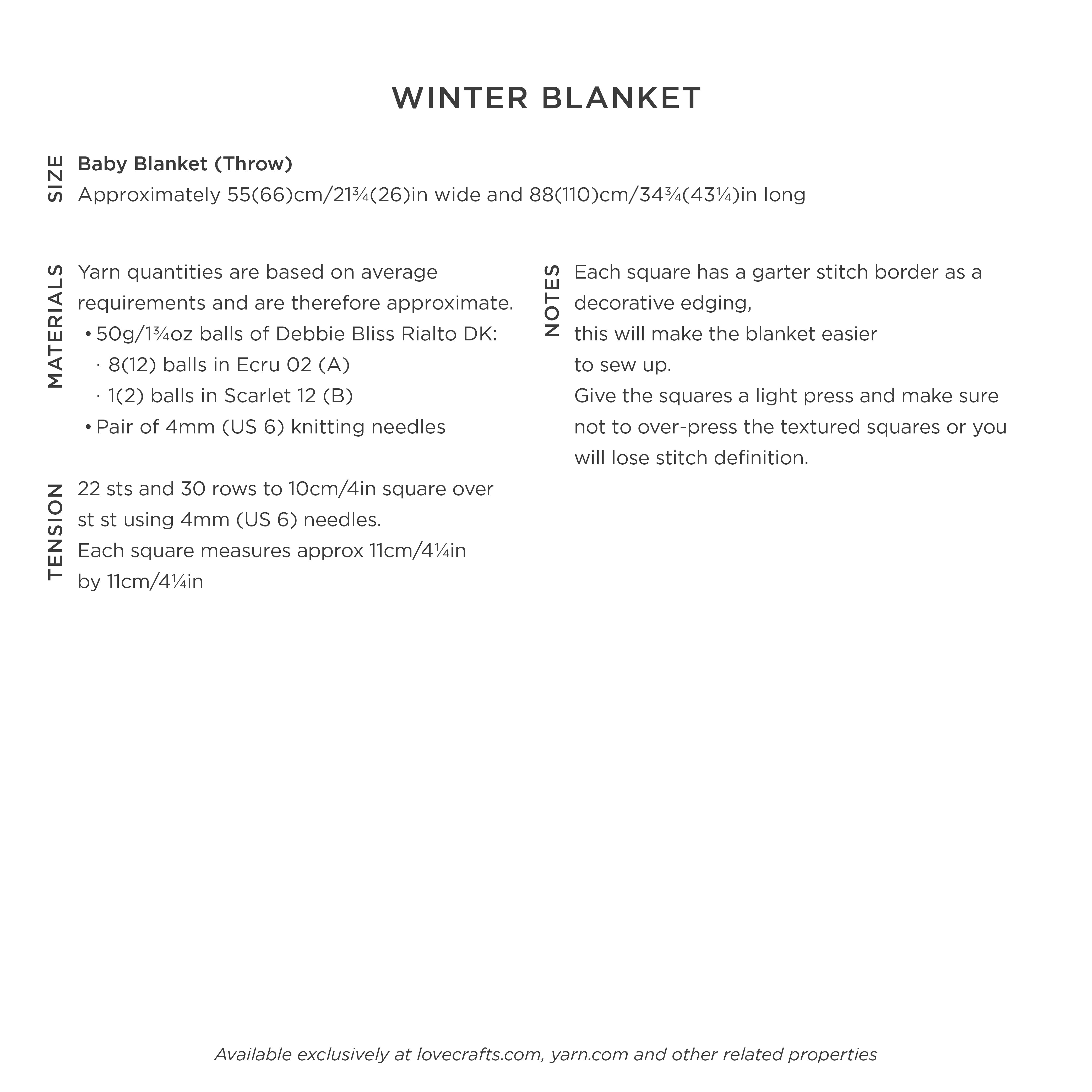 Debbie Bliss Winter Blanket Knitting Pattern