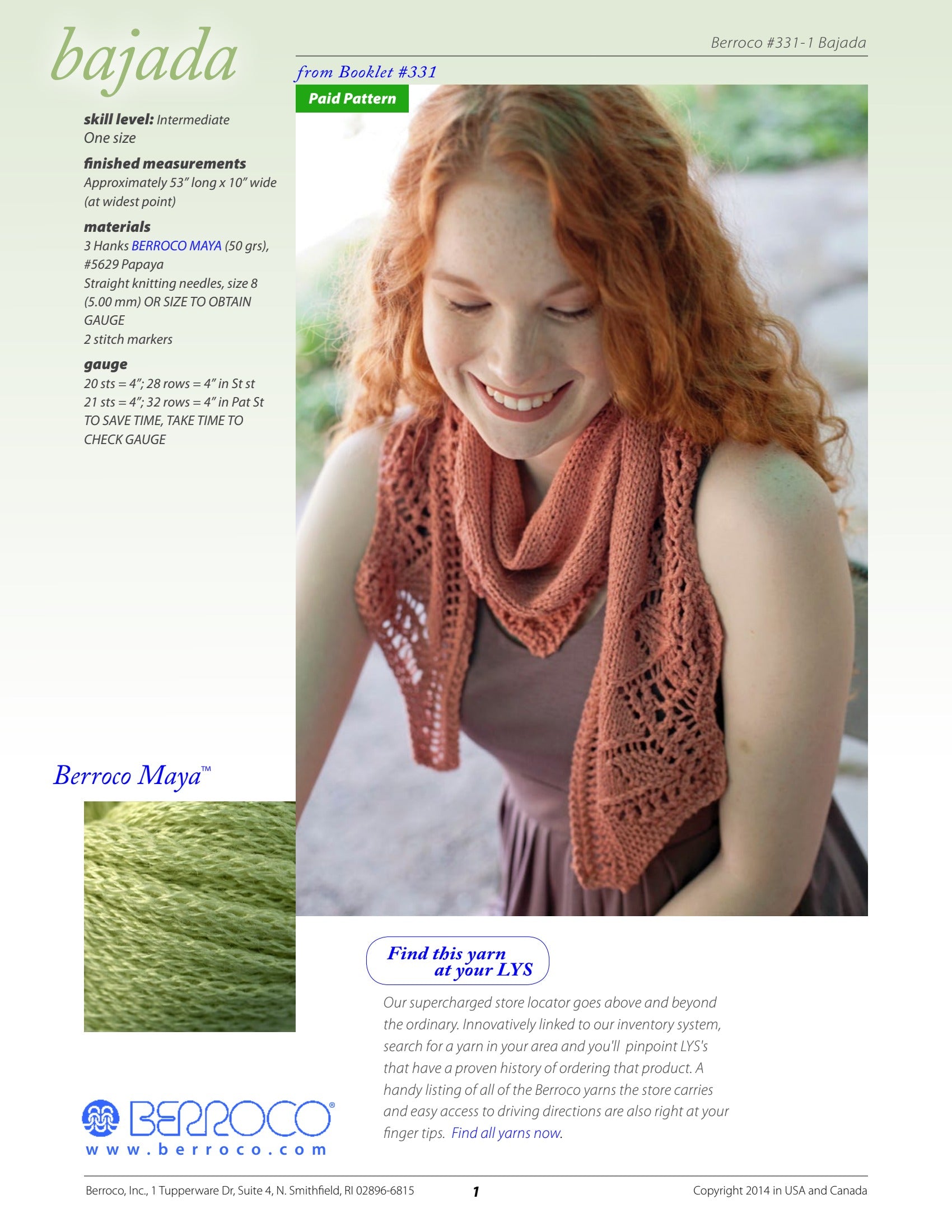 Berroco Bajada Scarf Knitting Pattern
