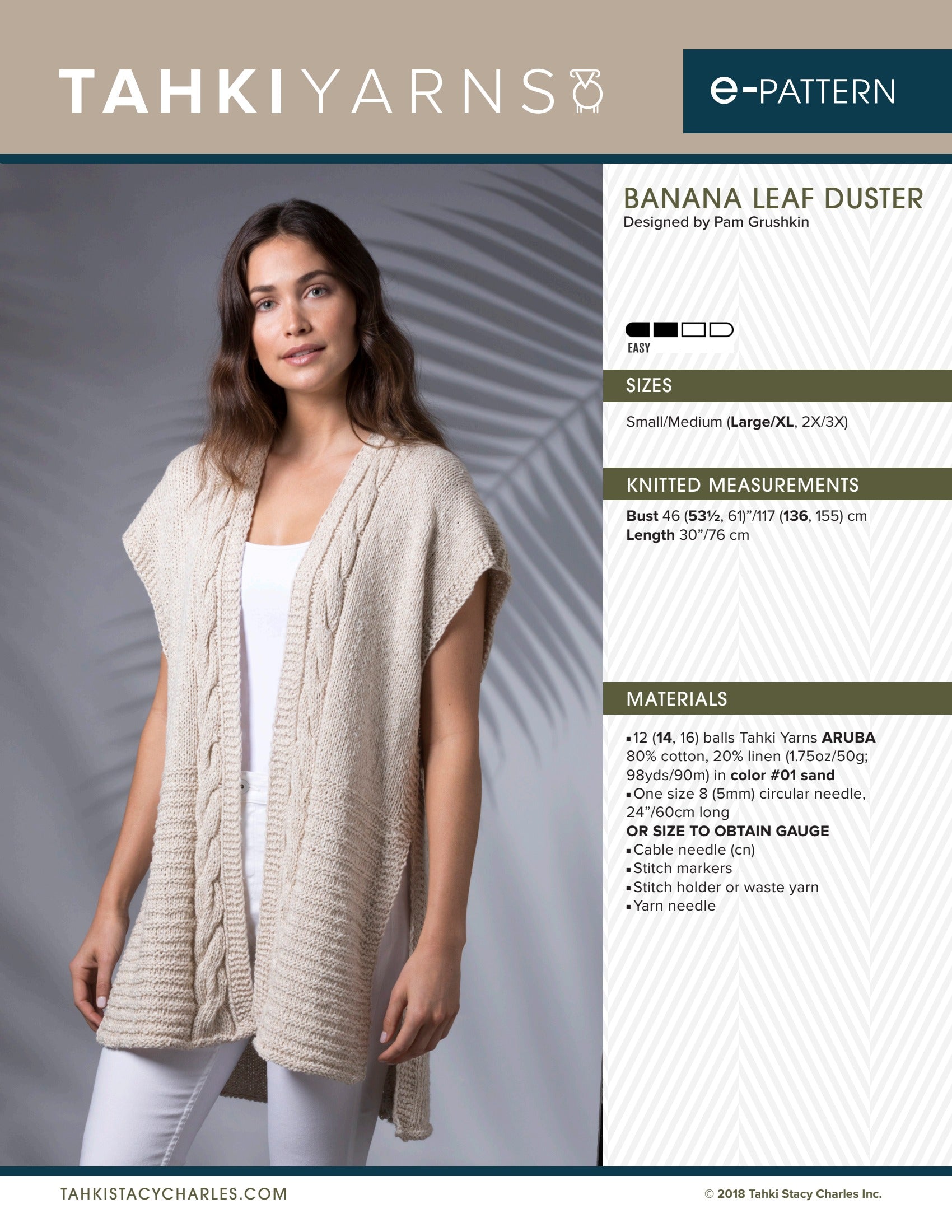 Tahki Yarns Banana Leaf Duster Knitting Pattern