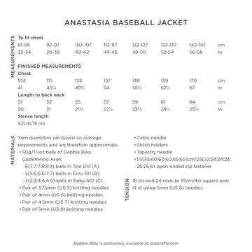 Debbie Bliss Anastasia Baseball Jacket Knitting Pattern