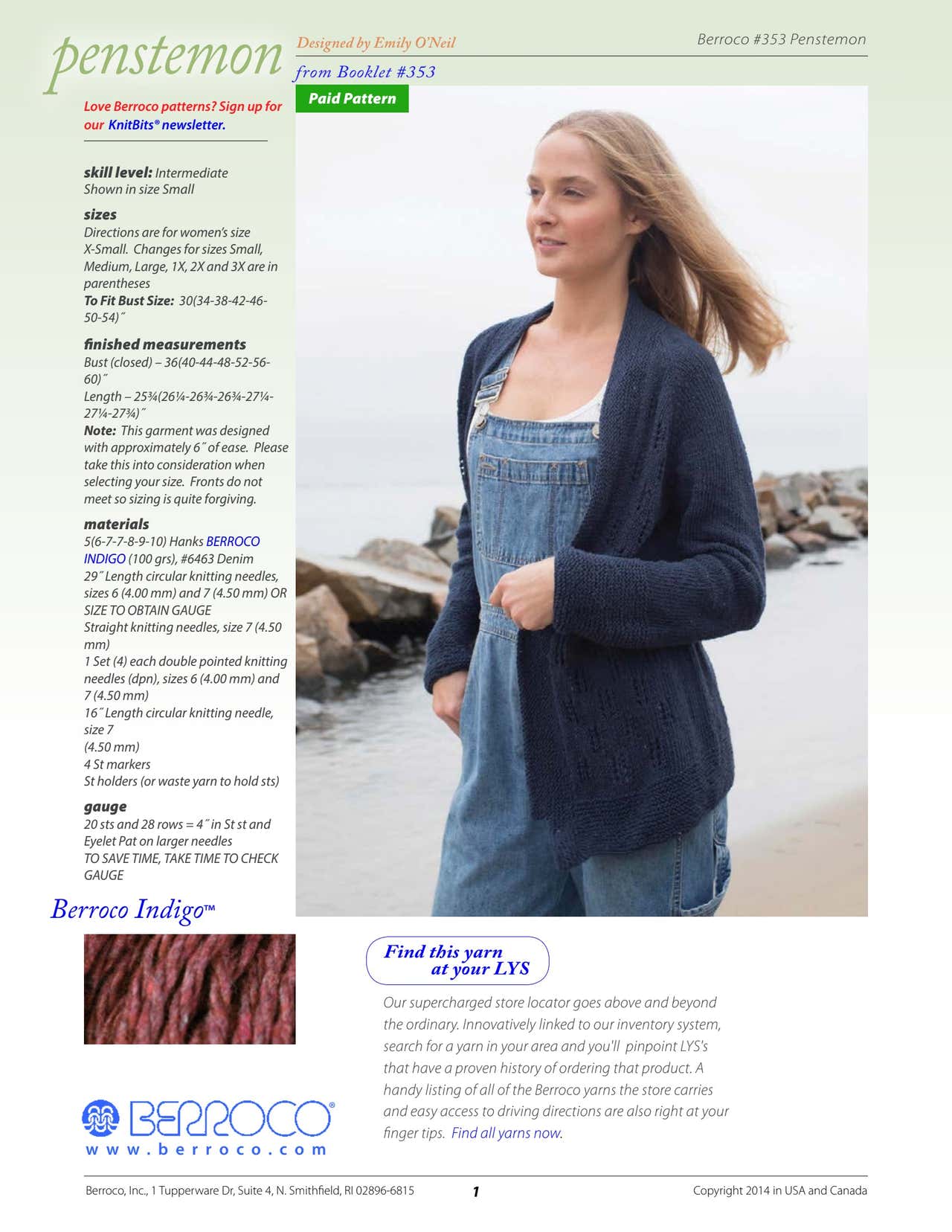 Berroco Penstemon Cardigan Knitting Pattern