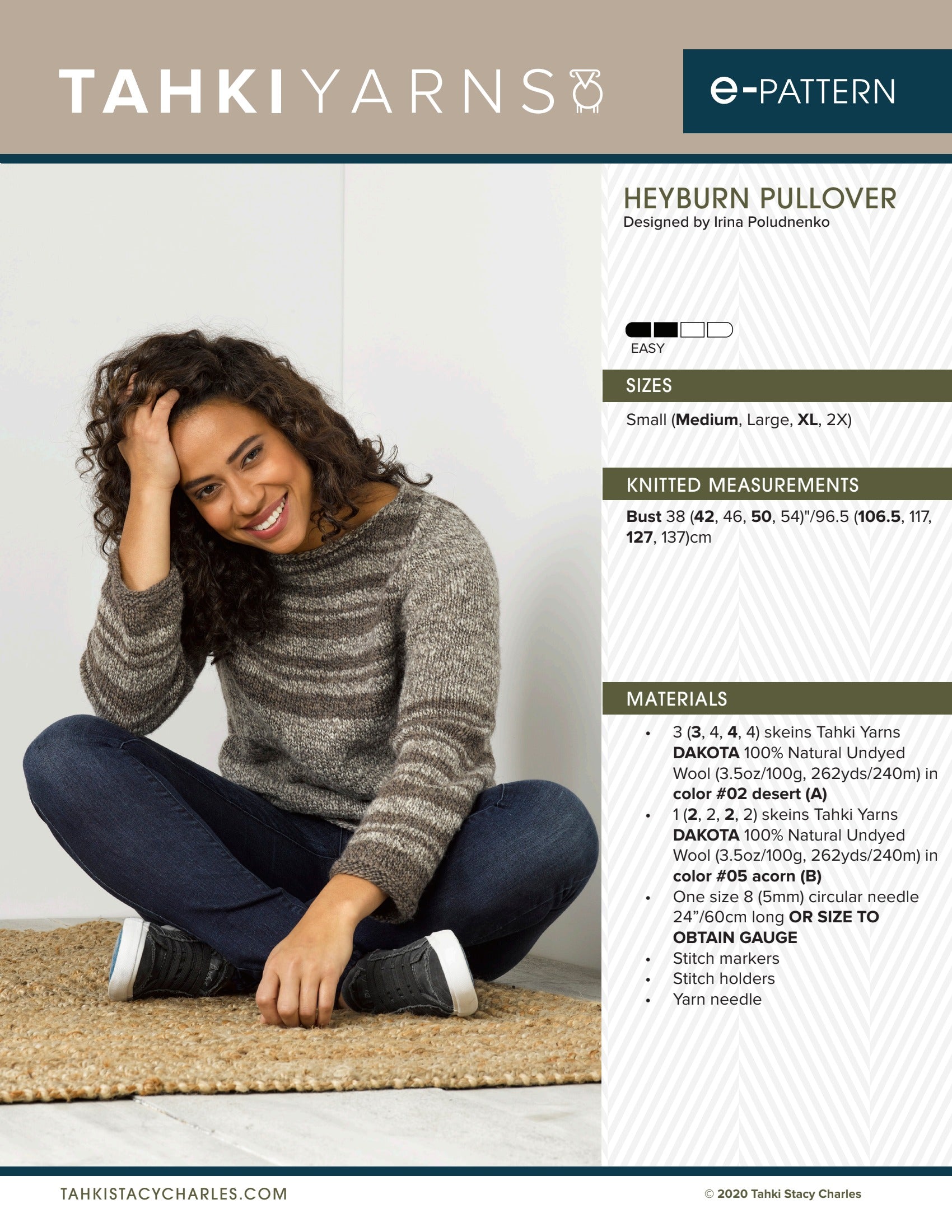 Tahki Yarns Heyburn Pullover Knitting Pattern