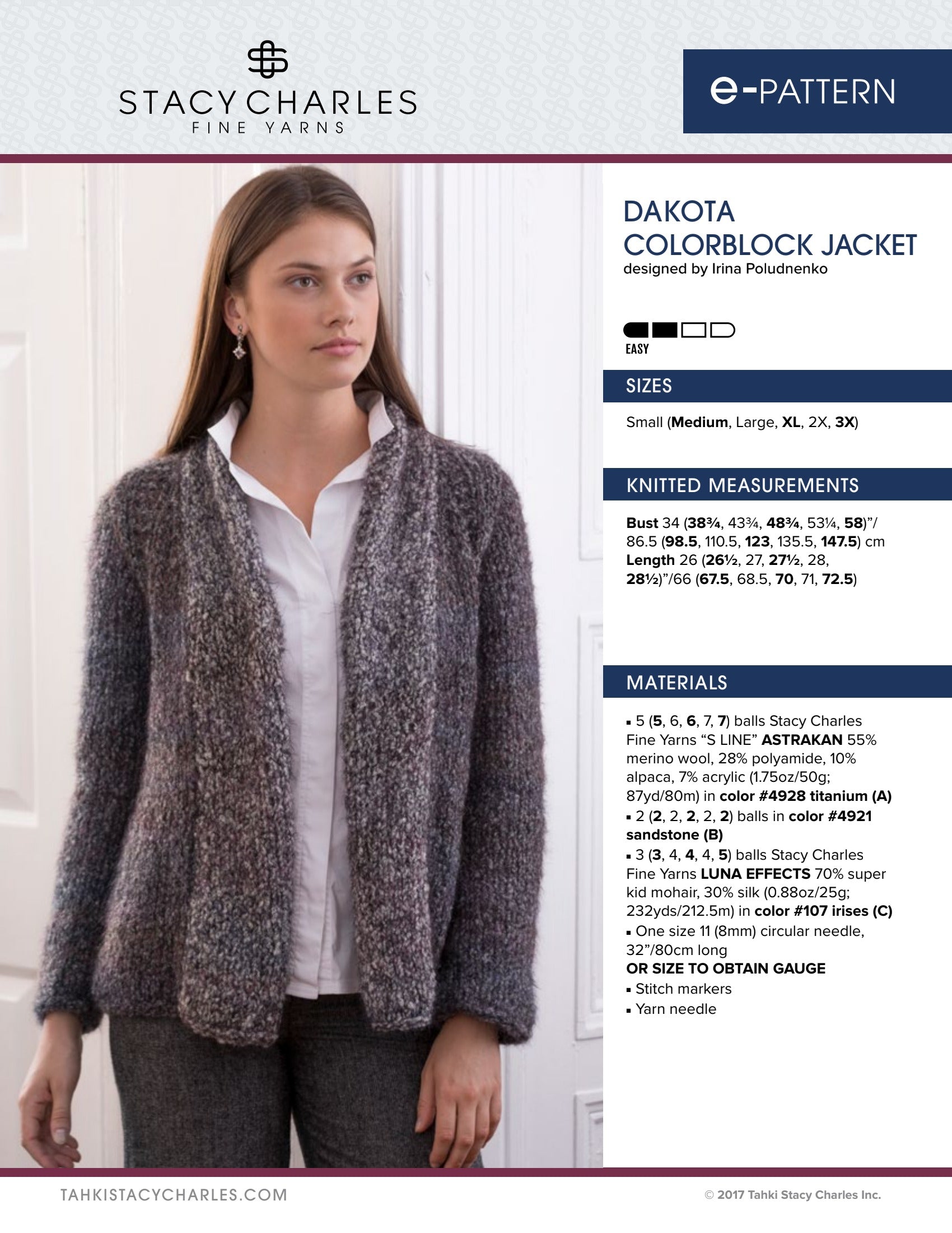 Stacy Charles Fine Yarns Dakota Colorblock Jacket Knitting
