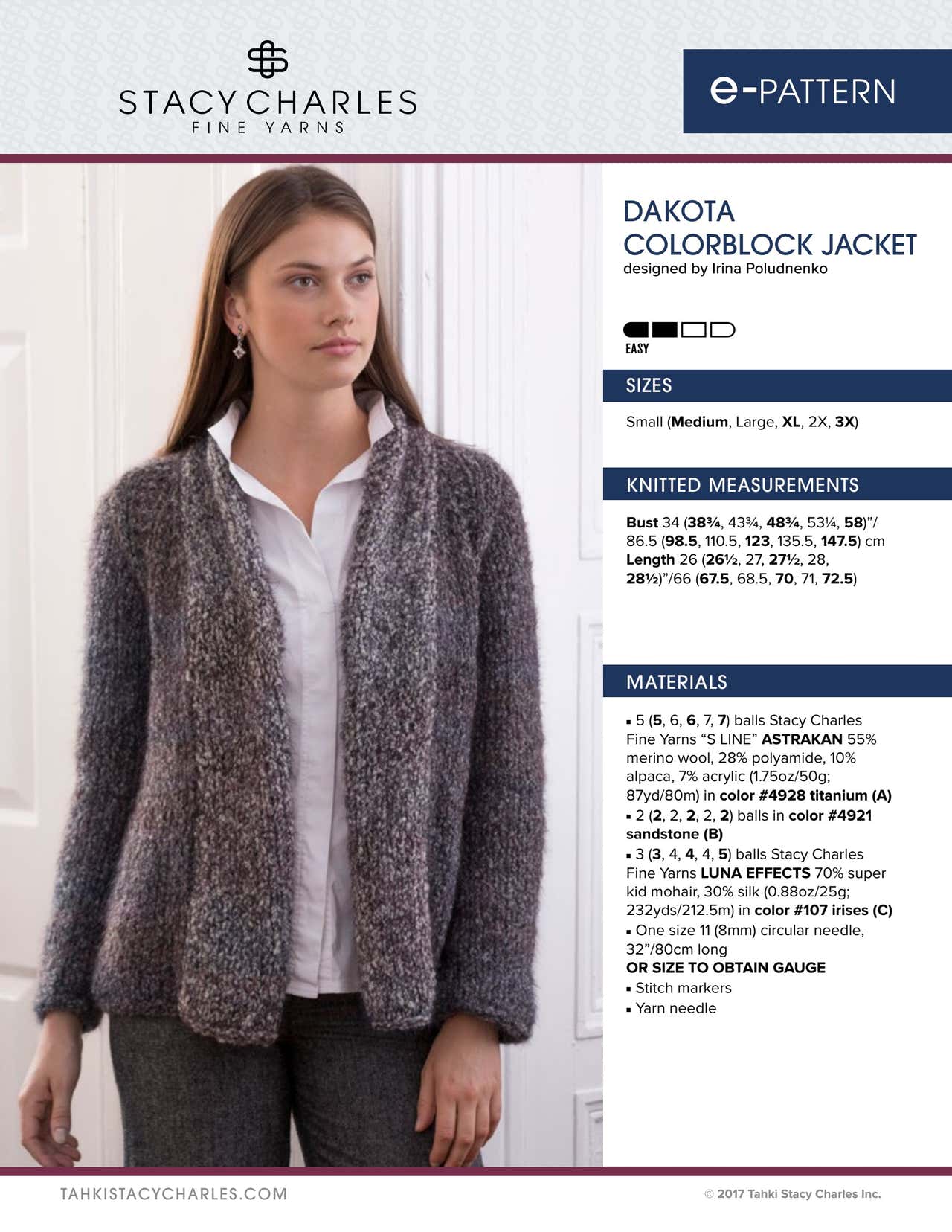 Stacy Charles Fine Yarns Dakota Colorblock Jacket Knitting