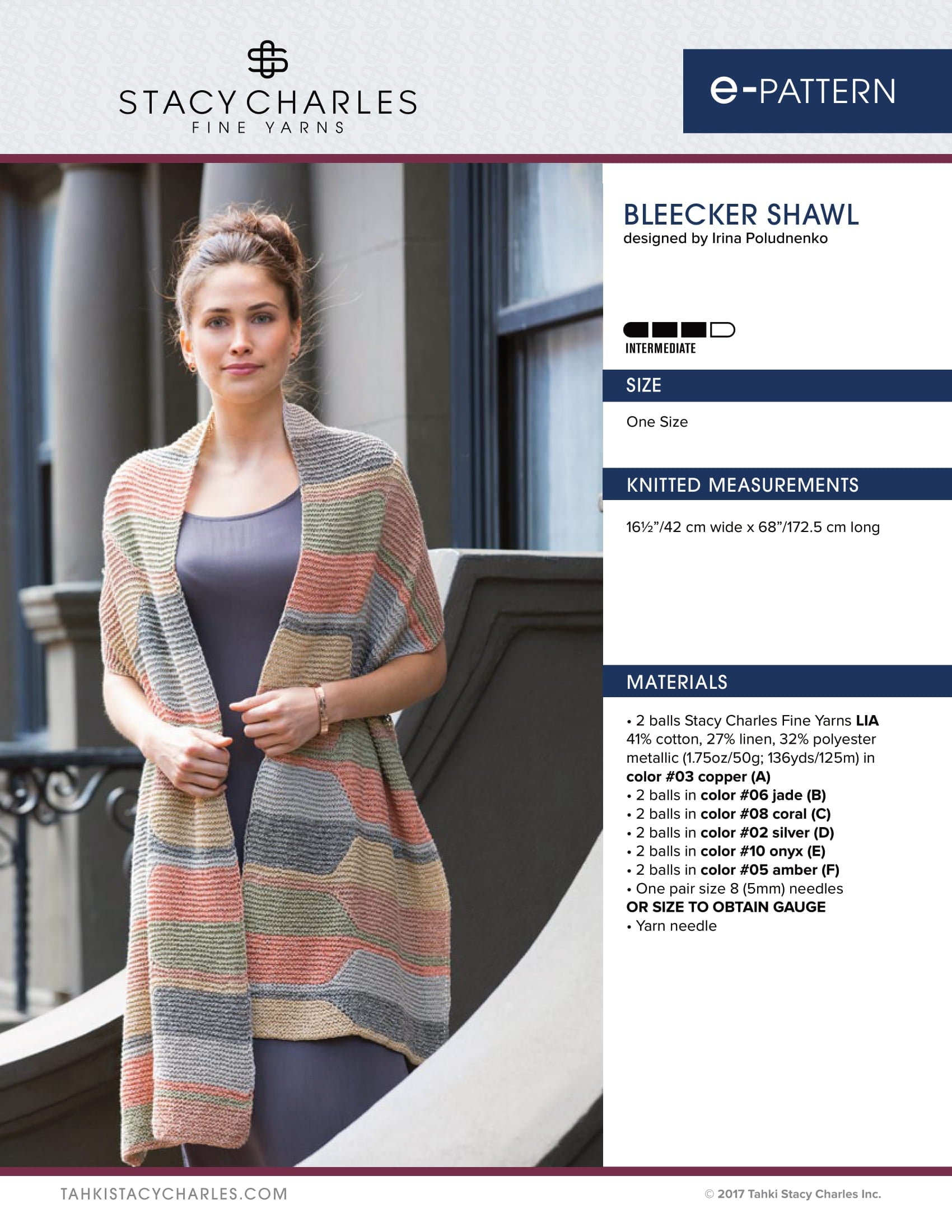 Stacy Charles Fine Yarns Bleecker Shawl Knitting Pattern
