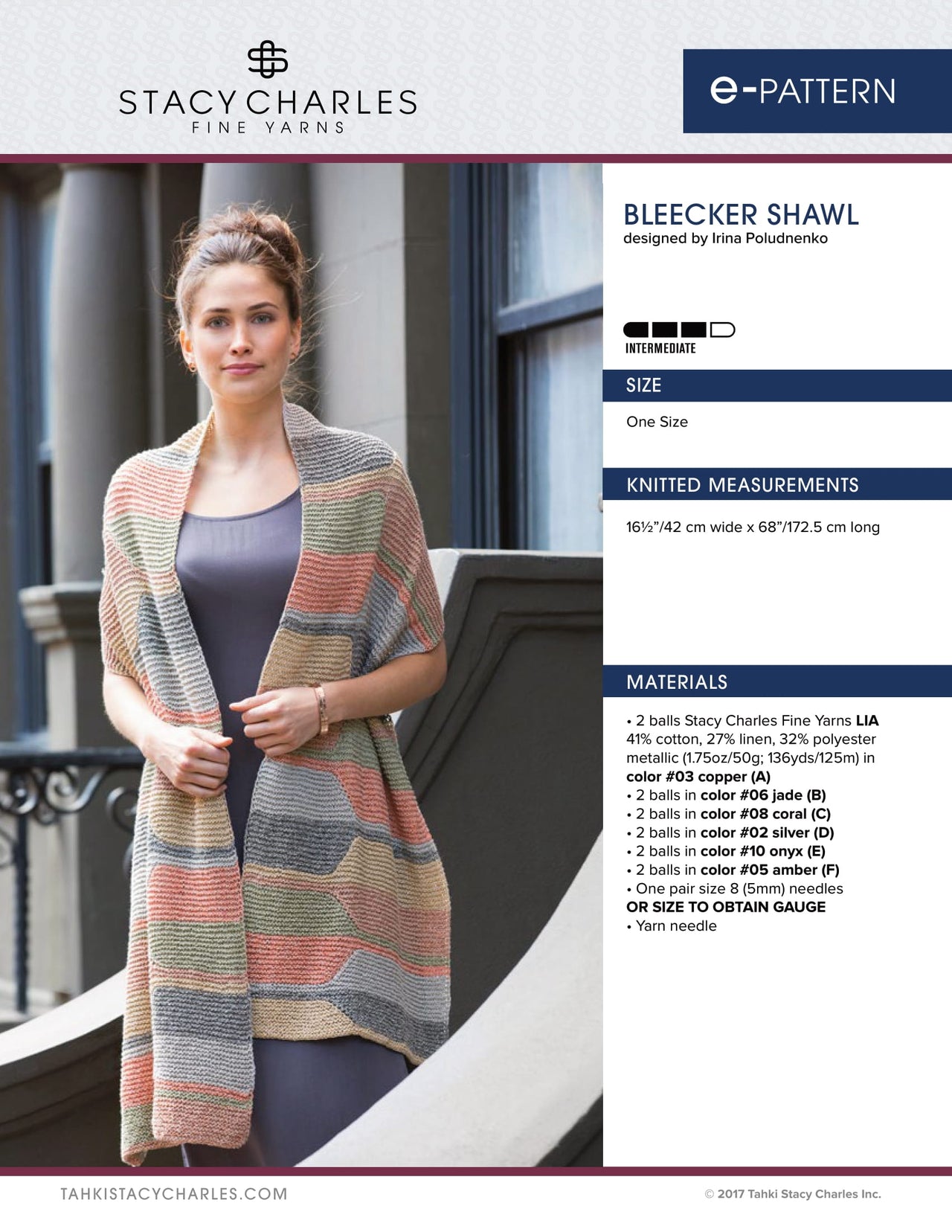 Stacy Charles Fine Yarns Bleecker Shawl Knitting Pattern