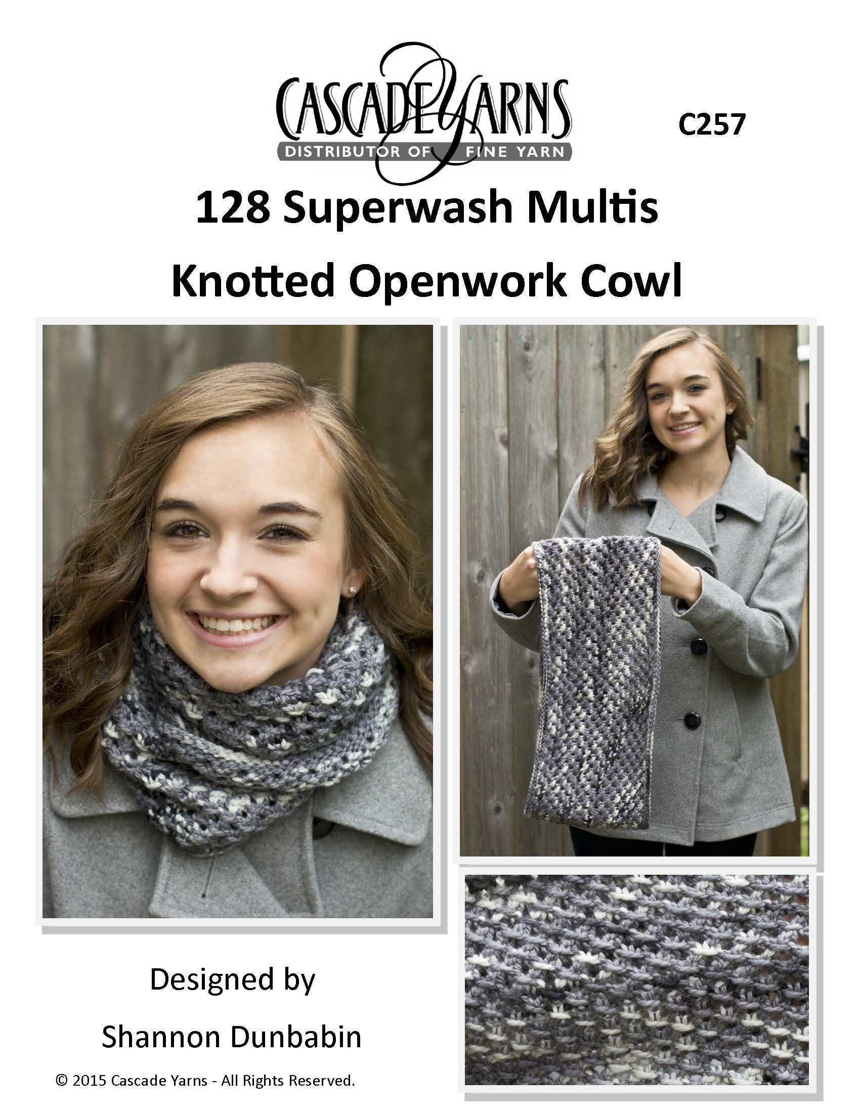 Multis Knotted Openwork Cowl in Cascade Yarns Superwash 128 Free
