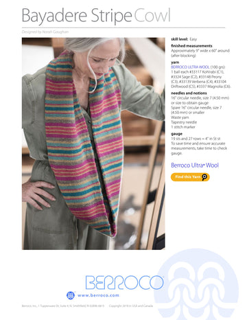 Berroco Bayadere Stripe Cowl Knitting Pattern