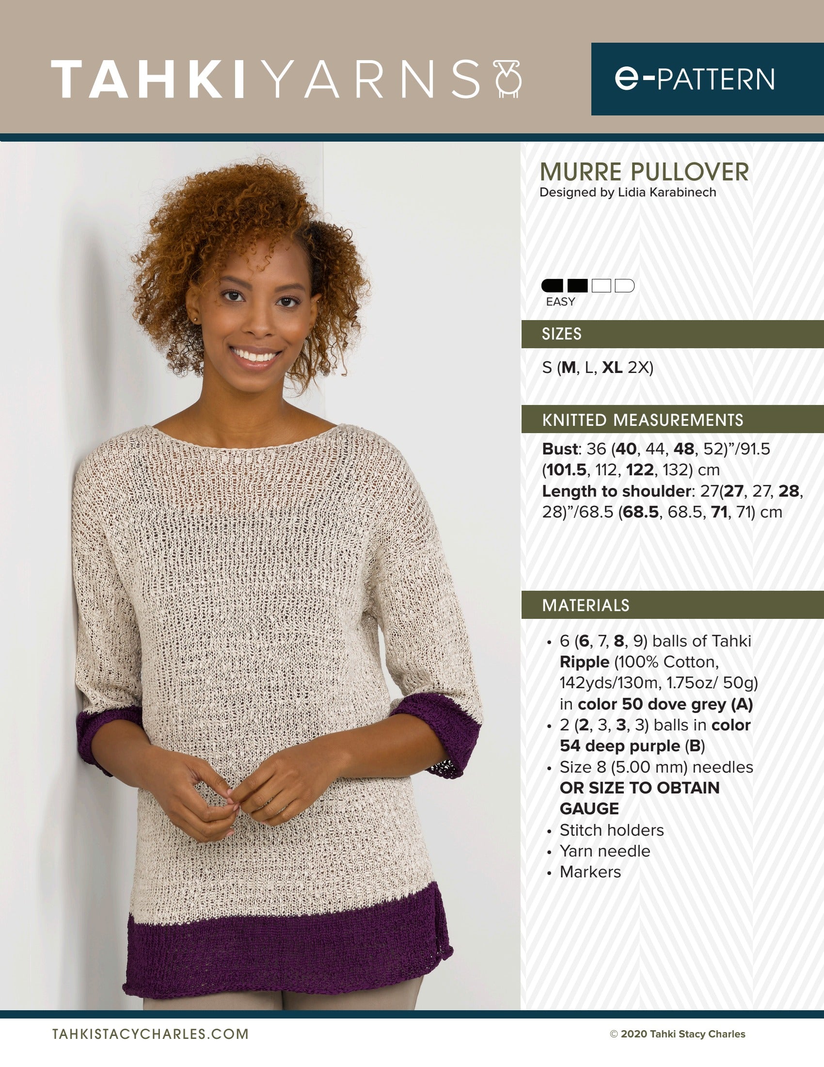 Tahki Yarns Murre Pullover Knitting Pattern