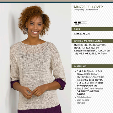 Tahki Yarns Murre Pullover Knitting Pattern