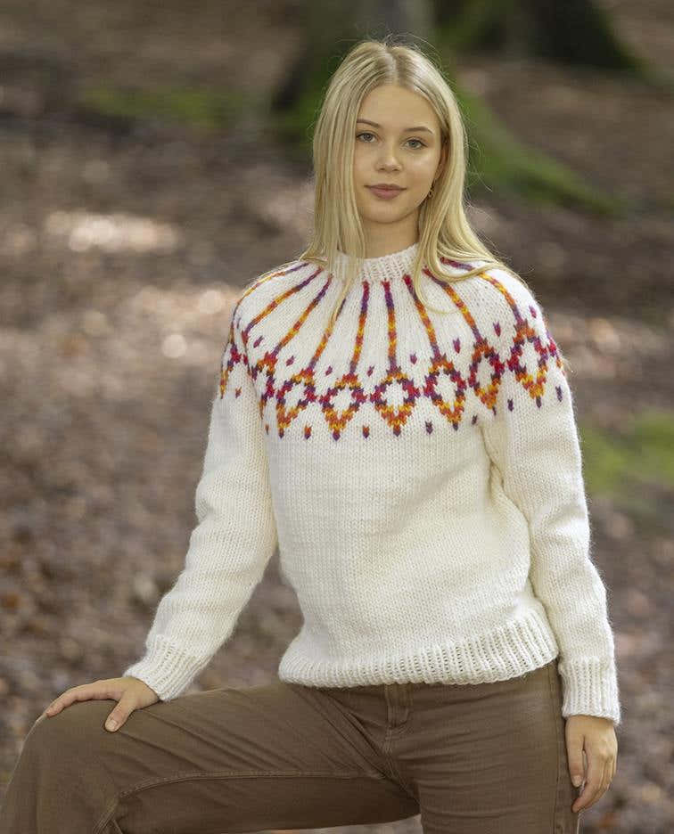 Solis Sweater In White Viking Garn Snorre Naturgarn