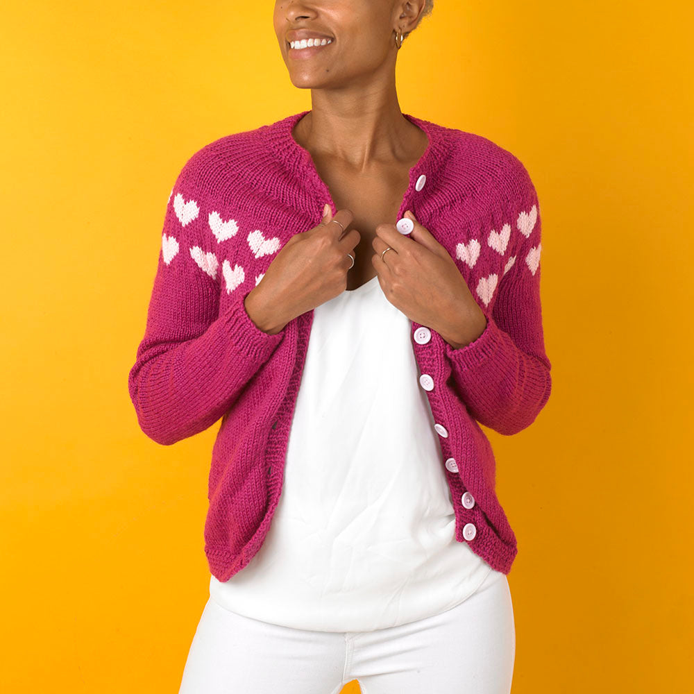 Paintbox Yarns Heaps of Heart Cardigan Knitting Pattern
