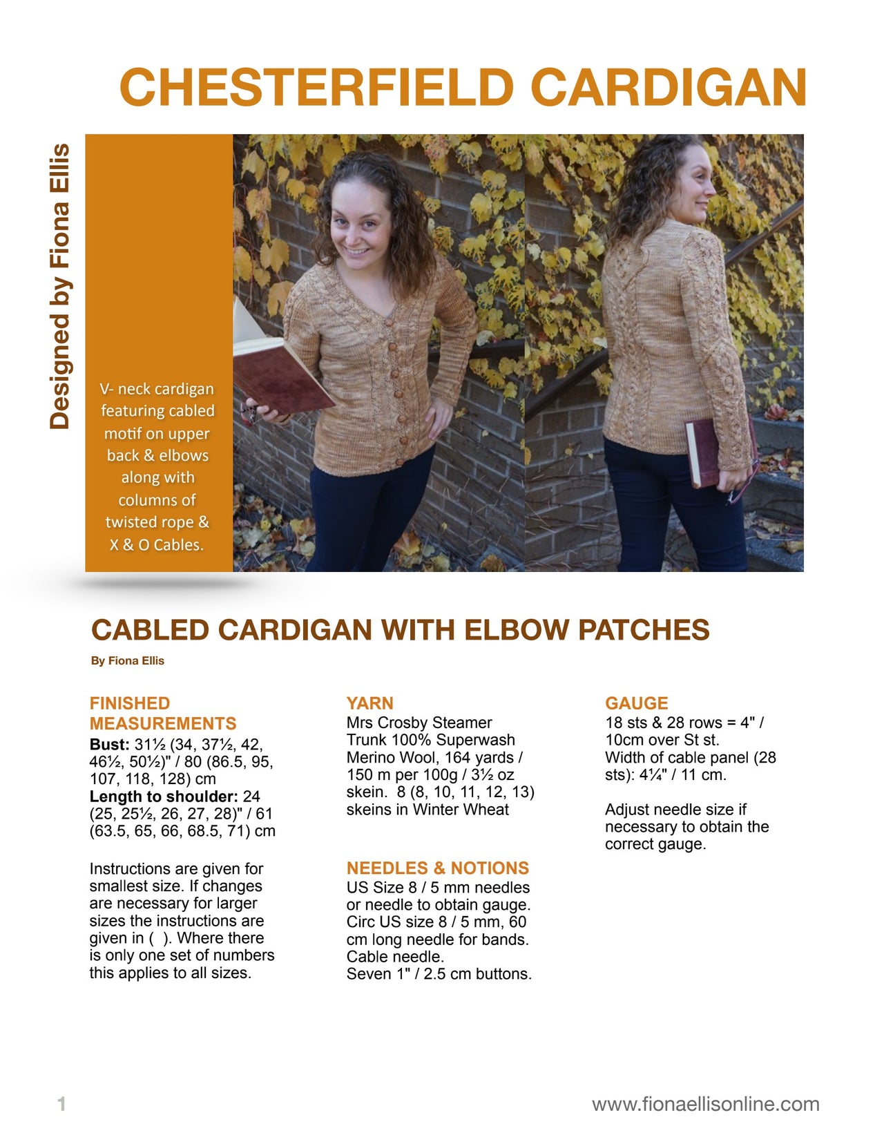 Fiona Ellis Chesterfield Cardigan Knitting Pattern
