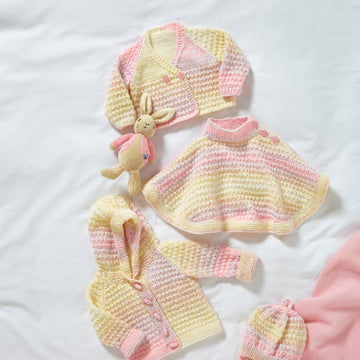 Babies Cardigan, Cape, Jacket and Hat in King Cole Cutie Pie DK- P6032 - Leaflet