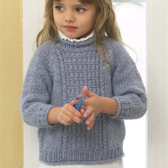 Plymouth Yarn Child's Aran Sweater Jumper Knitting Pattern